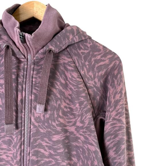 Athleta Triumph Printed Hoodie in Smoked Almond Brown Lynx Purple Print, Small - Picture 6 of 11